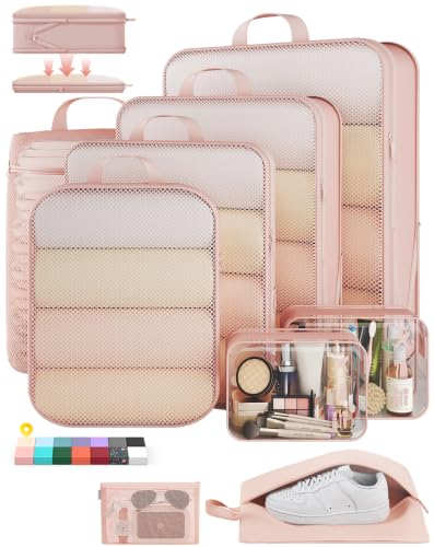 Veken 9/11 Set Compression Packing Cubes Garment Bags for Travel...