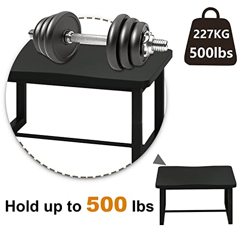 Image of Wooden Step Stool with 500 Pounds, Wide Bed Stool for Adults,Black Wood Step for Kitchen, Bedroom, Living Room, Bathroom
