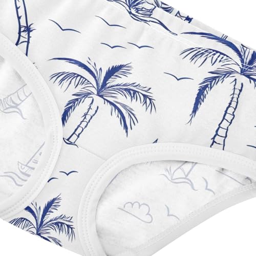 Stylish Girls Underwear Toddlers 2t Cotton Panties for Girl Tropical Blue Palm Trees White Kids Undies Briefs4