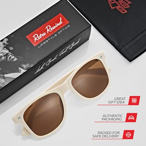 Image of Retro Rewind Polarized Sunglasses for Women Men - UV400 Classic Square Vintage Shades Trendy Unisex Sun Glasses