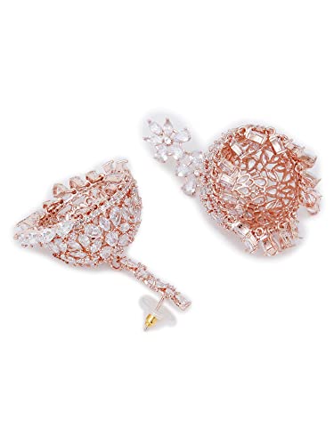 Image of Karatcart Women Silver Plated Blue American Diamond Studded Jhumki Earrings