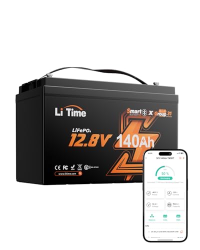 Image of Litime 12V 140Ah Bluetooth Trolling Motors Battery LiFePO4 Battery (Group 31), 12 Volt Lithium Batteries with Low Temp Protection, 4000+ deep Cycle, 150A BMS, Perfect for RV, Marine, Solar, Off-Grid
