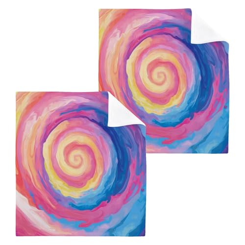 Msyxl 2-Pack Tie Dye Round Washcloths for Bathroom, 12x12in Cotton Wash Cloths Soft Absorbent Face Cloths Towel for Your Face Body