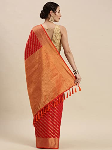 Image of Panzora Women's Banarasi Silk Woven Zari Work Saree With Unstitched Blouse Piece