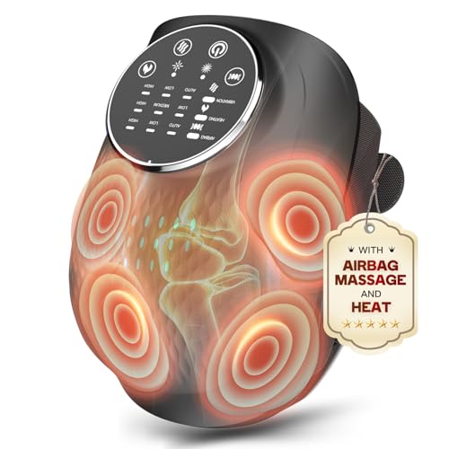 Image of Knee Massager with Heat, 3D Airbag Compression, 3 Heating Levels, 3 Vibration Modes, Adjustable Straps, Memory Function, Cordless Knee Brace Massager for Home Use, Gift for Men and Women