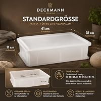 Deckmann 2 Pizzaballenboxen + 1 Deckel | Standardgröße 41x31x11cm | Made in Italy | Gärbox, Teigwanne für Pizzateig | Teigbox für Pizzaballen, Pizzateigbehälter – Ansicht 5