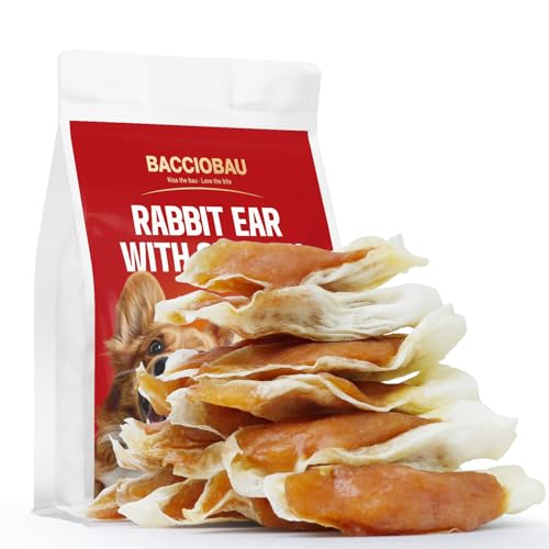 BACCIOBAU Rabbit Ears with Chicken Dog Treats High Protein Rawhide Free Dog Chews Long-Lasting Easily Digestible Dental Treats for All Breeds 9.52OZ(270g)