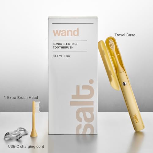 Image of Salt. Oral Care Wand Sonic Electric Toothbrush - Oat Yellow | USB Rechargeable | Use with 5W Charger
