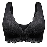 XWSM Weicher Mastektomie-BH Mit Frontverschluss Nach Operationen Still-BHS Brasieres Büstenhalter Kabellos Nahtlos Bralette Spitze Große Körbchen Dessous-Oberteil (Color : Black, Size : 110E)