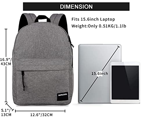 Image of SUPACOOL Casual Laptop Backpack for Men and Women, Backpack for College, USB Charging Port, Lightweight Pack Back(Light grey)