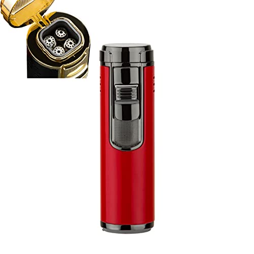 Briquet tempête 4 jets en métal élégant allume-cigare de luxe avec coffret