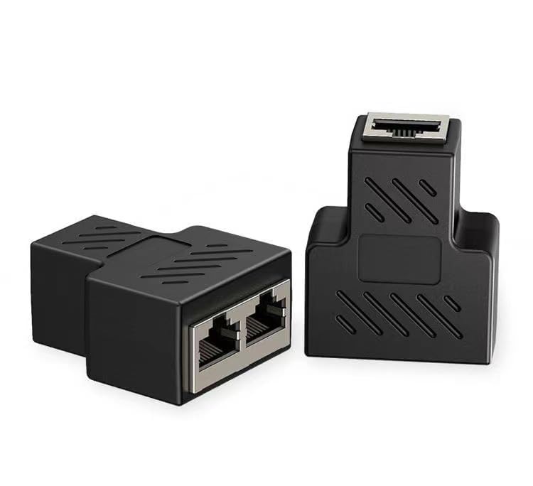 Image of RJ45 Ethernet Cable Splitter Network Adapter, 1 Female to 2 Female LAN Ethernet LAN Network Extension Splitter Cable for Cat 5, Cat5e, Cat 6,Black 1 Pack