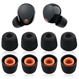4 paia di gommini di ricambio per auricolari, 1000 x M5, in silicone, compatibili con Sony WF-1000XM5, WF-1000XM4, in morbido silicone (nero, S)