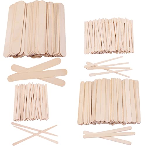 BQTQ 260 Stücke Holzspatel für Haarentfernung, Spatel Holz Waxing Sticks Holzstäbchen Holzmundspatel Wachs Spatel für Haarentfernung Basteln, 4 Stile