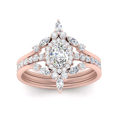 Image of 55Carat Choose Your Gemstone Oval Halo Antique Engagement Ring Rose Gold Plated Oval Shape Vintage Engagement Rings Everyday Jewelry Wedding Jewelry Handmade Gifts for Wife US Size 4 to 12