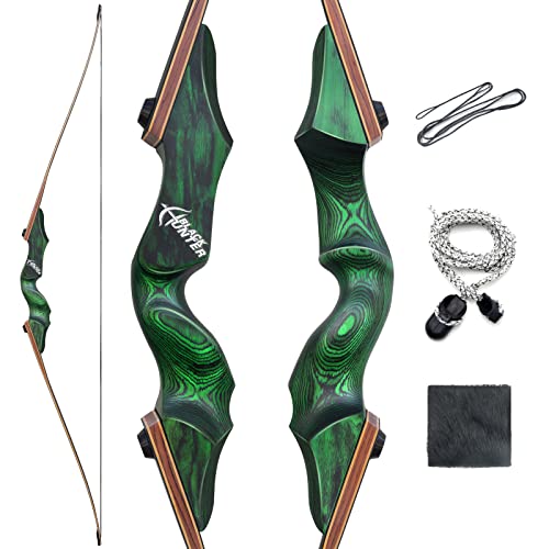 OUBOTER Black Hunter 60 Zoll Traditioneller Langbogen Jagd Bogen 20-60lbs Bogenschießen Reiterbogen Sportbogen Erwachsene Holzbogen Für Linke Hand Zum Jagen Und Schießen (30LBS)