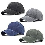 Outink 4 Pack Distressed Baseball Cap Adjustable Twill Vintage Washed Blanks Baseball Hat Plain Retro Dad Hat for Men Women (4Pack-Multicolor 1)