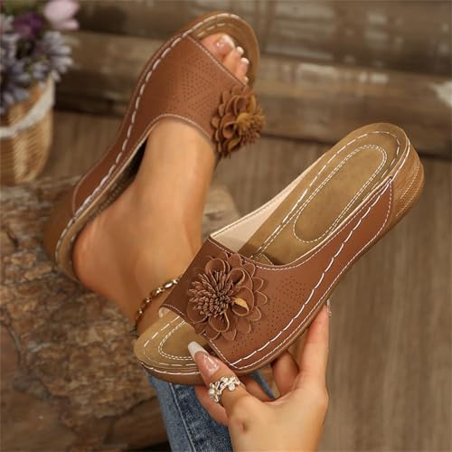 Womens Wedge Sandals 2025 Flower Boho Non-Slip Open Toe Slides Comfortable Breathable Platform Sandal Slippers Beach Sandals3