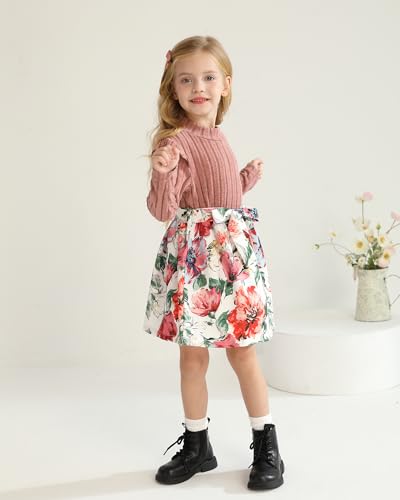 Toddler Girls Winter Long Sleeve Dresses Kids Fall Cute Clothes Little Girl Outfits for Size 4-7 Years4