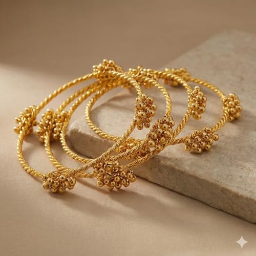 Image of Swara Creations Traditional Kashmiri Ghungroo Latkan Bangles Set for Women and Girls|Set of 4 Bangles