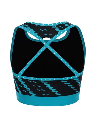 Kids Girls Sleeveless Cross Back Print Crop Top Gymnastics Yoga Dance Activewear4