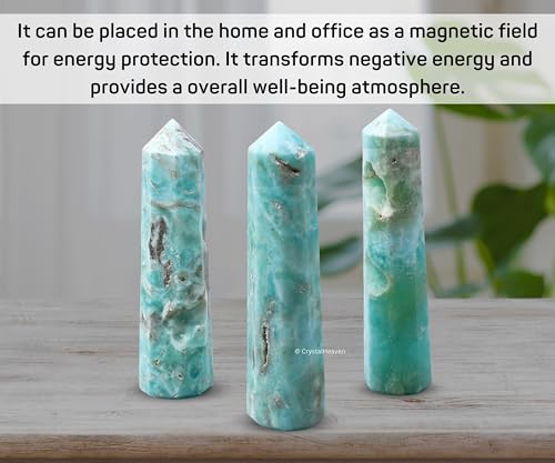 Image of Certified Caribbean Calcite Crystal Tower Obelisk Point For Chakra, Healing And Balancing - Aaa Grade Original Certified Gemstone Agate For Reiki Meditation Yoga Spiritual (3-4 Inches)