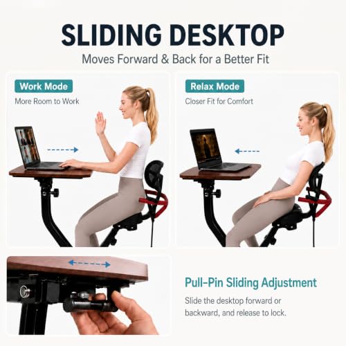 Exercise Bike with Adjustable Desk