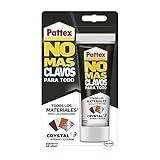 Pattex 2501910 No Mas Clavos Para Todo Crystal, adhesivo de montaje resistente a temperaturas extremas, pegamento fuerte en superficies húmedas, adhesivo transparente, 1 tubo x 90 g