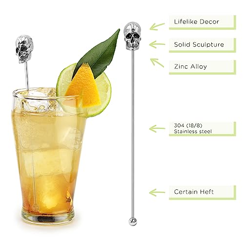 Homestia 6 Pieces Cocktail Stirrers For Drinks Reusable Coffee Stirrers, Gothic Skull Stirring Sticks Metal Stir Sticks For Coffee Bar, Hhalloween Kitchen Accessories #TOP2