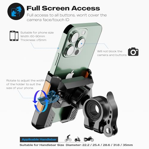 visnfa New Upgraded Bike Phone Mount Holder Two Connectors Quickly Lock and Release,360°Rotatable Bicycle Motorcycle Scooter Accessories Handlebar Phone Clip for 4.0"-7.0" Smartphone (Orange)