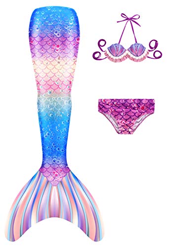 Hejin Cola de Sirena con Bikini para Nadar para Niños，sin Monoaleta