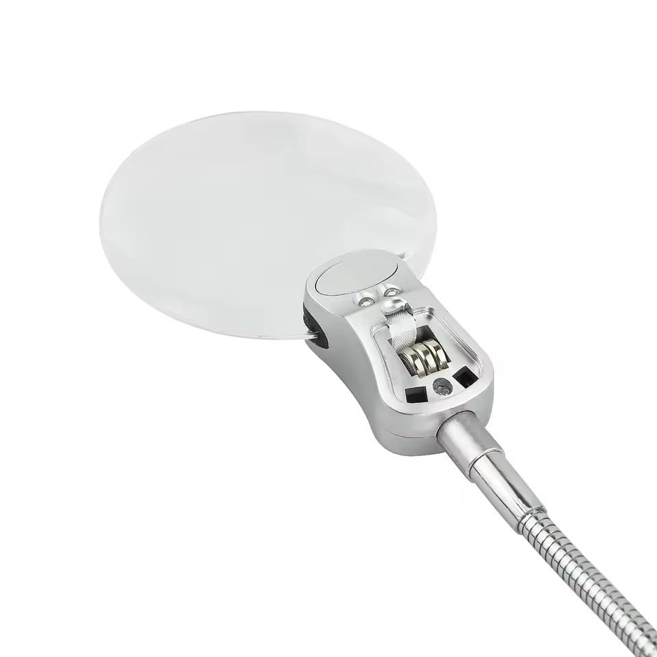 2X 6X LED Lente di ingrandimento con Clip Luce Lampada da Tavolo Pieghevole per Lettura Riparazione Artigianato