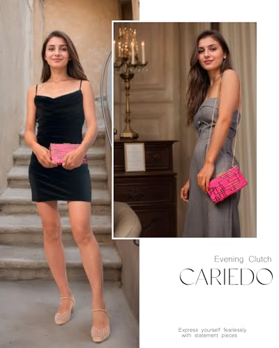 Image of CARIEDO Women Evening Bag Elegant Clutch Purse Exquisite Velvet Metal Hollow out Handbags Prom Wedding Party