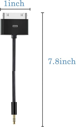 Miniatura 5 de Entrada AUX de 0.138 in a 30 pines macho Dock Connector Cable Adaptador para Phone Pod Pad 7.87inch (negro)