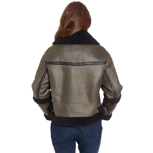 Frye Women's Zip Ft Faux Shearling Bomber4