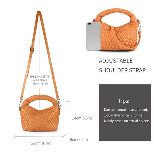 Image of Woven Crossbody Bag Small Tote Cute Purse for Women,Top Handle Handbag Pu Leather Shoulderbag with Detachable Strap
