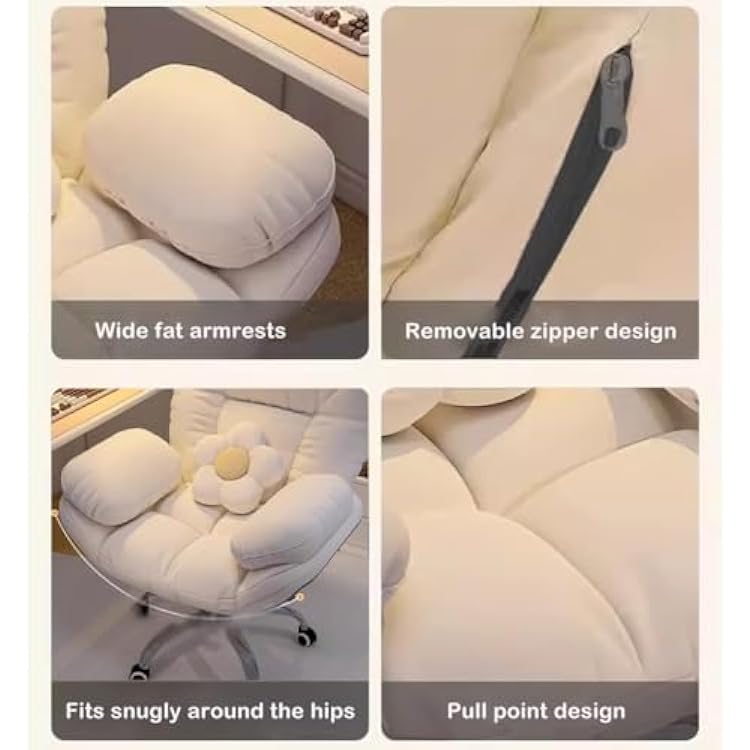 Home Office Desk Chairs Lazy Sofa Recliner Chair Lift Computer Gaming Chair Backrest for Living Room, Video Gaming Chairs Comfortable Office Desk Chairs A(Size:One Size,Color:Light Gray With Footrest)