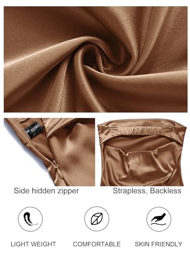Image of MEROKEETY Women's Summer Satin Strapless Bodycon Dress 2026 Backless Tube Wedding Guest Cocktail Formal Party Maxi Dresses
