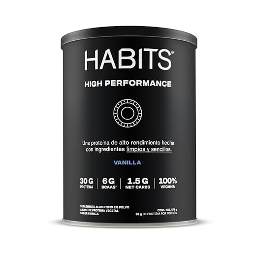 HABITS - High Performance Sergio Pérez - Proteína Vegana en Polvo - 30 g de Proteína Vegetal Por Porción - KETO Friendly, Libre de Gluten, Sin Azúcares Añadidos, 6g de BCAAS, 1.5 G Carbs, No GMO - Aprox. 15 Porciones Sabor Vainilla - HAB-SPV01 - 578 g