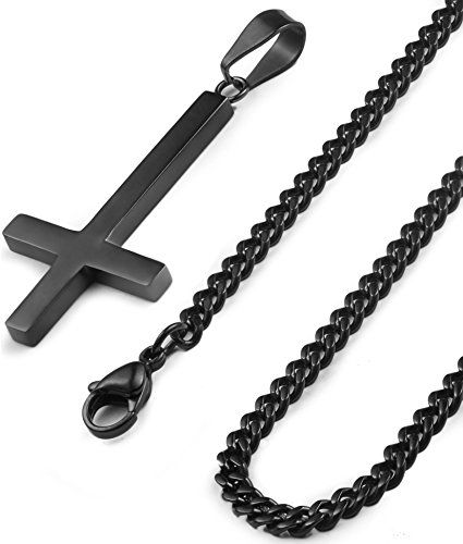 Besteel Jewelry Stainless Steel Inverted Cross Necklace for Women Men 24 Inch Chain 3 Color Available3