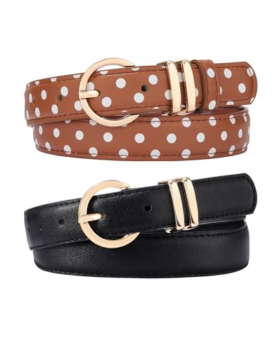 Ceintures en cuir avec boucle dorée en lot de 2 pour adolescentes