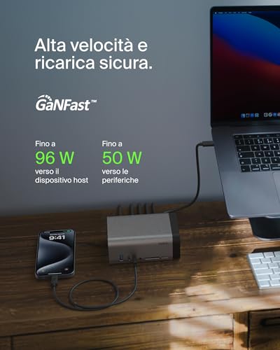 Hub USB-C, Dock 11 in 1 GaN USB-C da 150 W Pro, docking station multiporta, porte USB-C, USB-A, Ethernet, SD, MicroSD, 3,5 mm, porte HDMI 4K per 3 display - Compatibile con MacBook Pro e altri - Hub USB - Immagine 2
