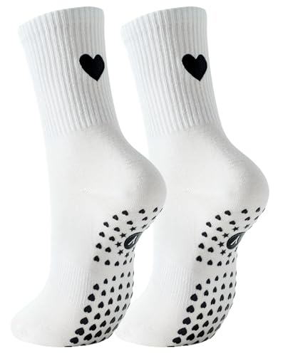 Image of Yawlsow Pilates Grip Socks for Women Yoga Grippy Socks Cute Barre Non Skid Athletic Crew Sticky Sock Workout Hospital