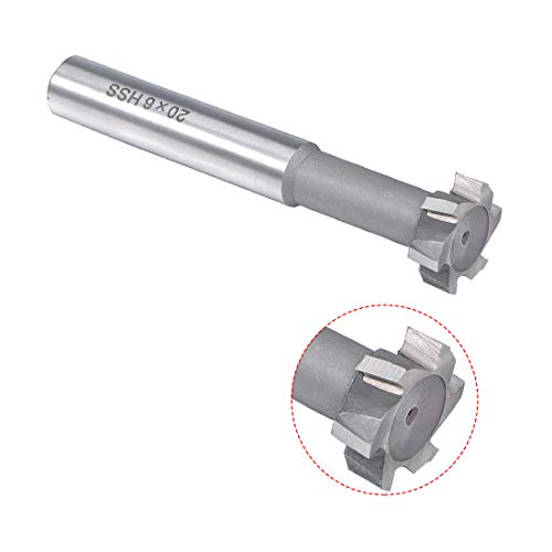 Image of uxcell HSSAL T Slot End Mill Milling Cutter 6 Flutes 20mm Cutting Dia 6mm Depth