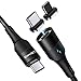 Produktbild USB C Ladekabel Magnetisch, USB C auf USB C (60W) / iP (20W) PD Schnellladen Magnet 2 in 1 Multi USB Kabel 1.2M 3A Typ C Schnellladekabel Nylon Datenkabel Universal für Laptop Tablet Handy (1.2 meter)