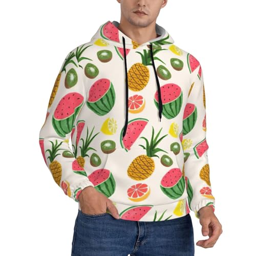 Sweat à capuche décontracté pour homme avec imprimé fruits tropicaux colorés