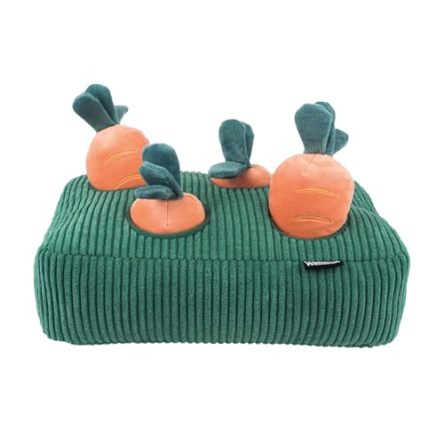 Webbox Carrot Patch Dog Toy - Plush with Interactive Treat Hiding Puzzle, Green