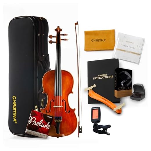 CHRISTINA Muse Acoustic Violins for Beginners 4/4 Full Size Violin with Case, Rosin, Shoulder Rest, Bow, Extra Strings
