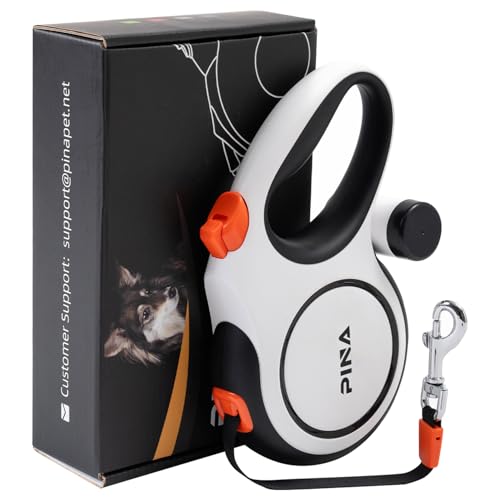 PINA Upgraded Retractable Dog Leash, 26 ft Dog Leash for Small Medium Large Dogs Up to 110lbs, Heavy Duty Reflective Nylon Tape 360° Tangle-Free, with Anti-Slip Handle, One-Handed Brake, Pause, Lock
