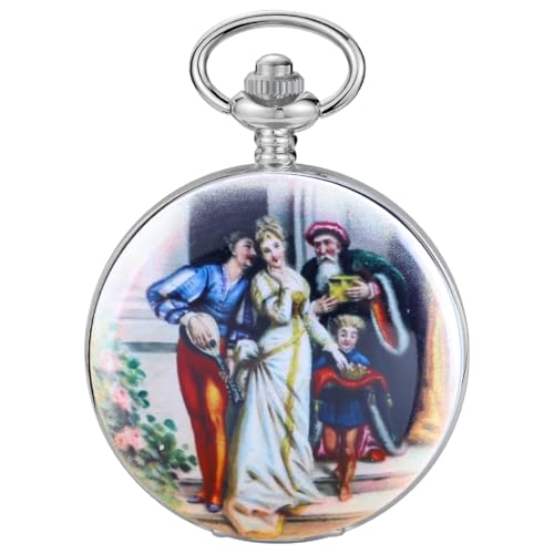 Montre de gousset mecanique homme motif prince charmant Tiong PWM13